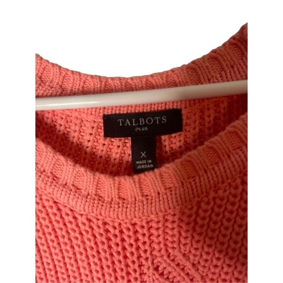 Talbots Plus Pointelle Raglan Sweater Salmon Rose Women’s Size X - Picture 3 of 5